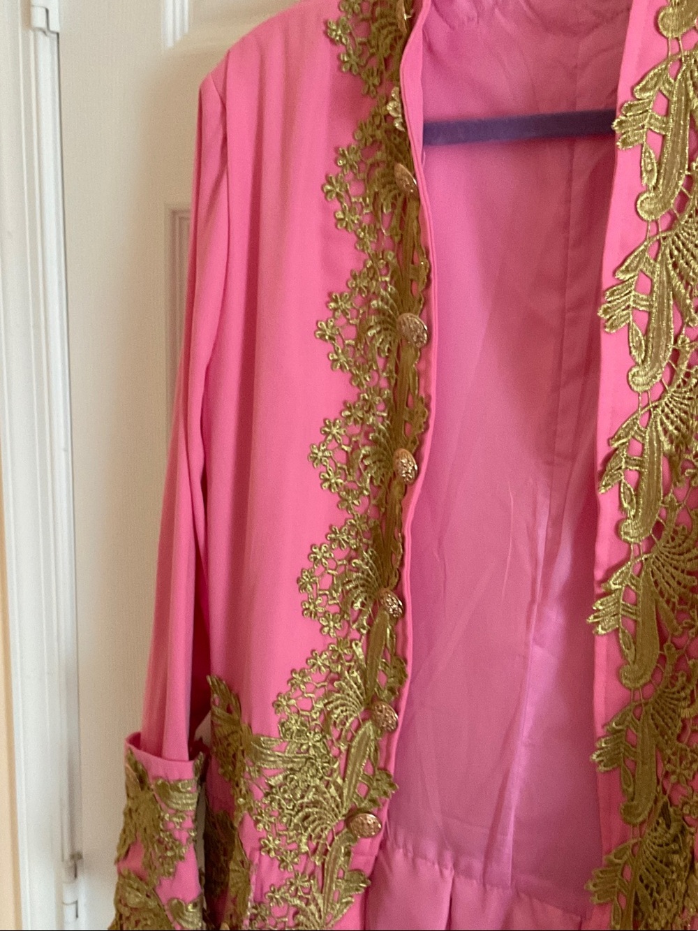 Pink Jacket with Gold Embroidered Trim - Picture 3 of 5